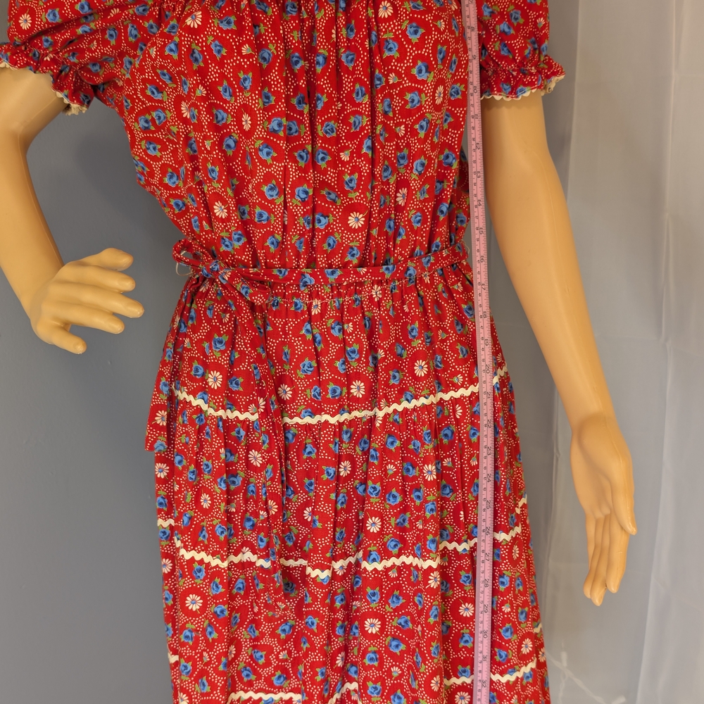 True Vintage 60s/70s Red Floral Handmade Dress – Collector’s Gem! - Picture 5 of 16